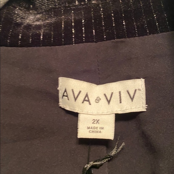 Ava & Viv Black Velour Blazer with Pinstripes - Picture 3 of 6
